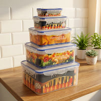 Ensemble de 5 contenants de stockage alimentaire rectangulaires hermétiques de grande capacité avec couvercles, contenants de stockage de cuisine pour la préparation des repas