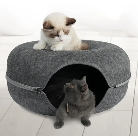 Kediler barınaklar için özelleştirilmiş keçe pet house katlanabilir katlanır keçe yatak köpek evi kedi pet otel