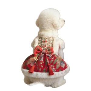 Robe pour chien du Nouvel An chinois, doublée en polaire, style princesse épais, automne-hiver, pour petit chien Malte, style chinois - Product Image 4