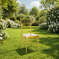 Chaise de banquet d'hôtel moderne en métal doré avec coussin blanc, empilable, sans accoudoirs, style bambou, pour salon