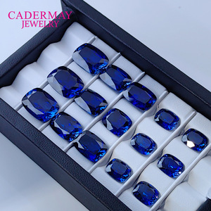 Cadermay Jewelry Royal Blue Synthetic Sapphire Rectangular Loose Stone For Jewelry Making 4x6mm To 12x16mm - Product Image 2