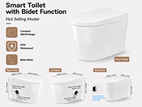 Vente en gros usine WC intelligent avec bidet, à poser au sol, siphon en P carré, écoulement latéral gauche ou droit personnalisé pour projets de condos et d'hôtels