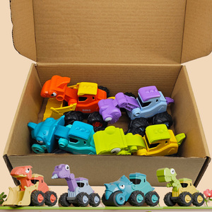 Jouet d'extérieur coulissant de <span class=keywords><strong>dessin</strong></span> <span class=keywords><strong>animé</strong></span> voiture pour enfants 4 pièces <span class=keywords><strong>Dino</strong></span> Press Go Construction camion de course pour les tout-petits - Product Image 2