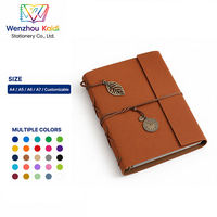 Carnet de notes journalier A5 personnalisable en cuir PU avec pendentif métallique, reliure à anneaux, pages épaisses, pour étudiants
