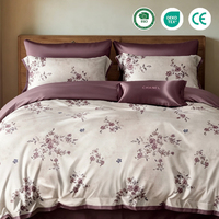 Parure de lit de luxe 4 pièces en sergé 100 % coton tissé 200 fils, douce, rafraîchissante et respirante, blanche, couleurs personnalisables, toutes saisons, haut de gamme