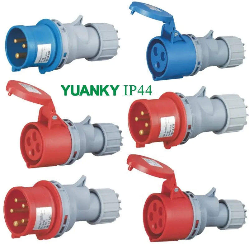 YUANKY อุตสาหกรรมปลั๊กซ็อกเก็ต IP44 IP67 En/iec 60309-2 220V 240V 380V 415V 16A 32A ปลั๊กอุตสาหกรรม