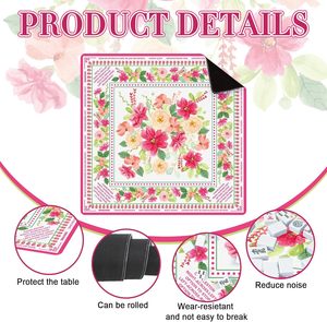 Tapis de Mahjong Floral Drydiet 31,5" x 31,5" Antidérapant et Réducteur de Bruit pour Cartes, Tuiles, Poker et <span class=keywords><strong>Dominos</strong></span> - Product Image 3