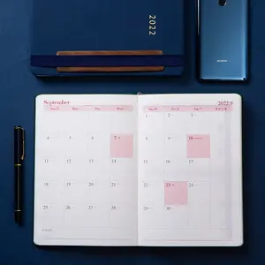 2022 2023 Wochen agenda Tagebuch Benutzer definierter Planer A5 Hardcover Leder Journal Notizbuch mit Gummiband