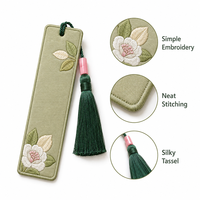 Marcapáginas de Tela Bordado con Logotipo Personalizado y Borla, Marcador de Páginas Floral Personalizado para Regalo Promocional de Eventos Corporativos