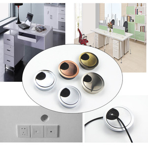 Round Cable Management <b>Box</b> Zinc Alloy Desk Hole Cover 35 50 53 60 80mm Office Organizer - Product Image 1