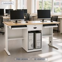 Solutions Clé en Main pour Salles de Classe : Poste de Travail Double Utilisateur avec Plateaux pour Claviers et Support CPU pour Centres de Formation Universitaires