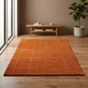 High-Performance Modern Wool Anti-Slip Handmade <b>Thick</b> Pile Geometric Pattern Cotton Backing Carpet Rugs for Bedroom Living Room - Product Image 3