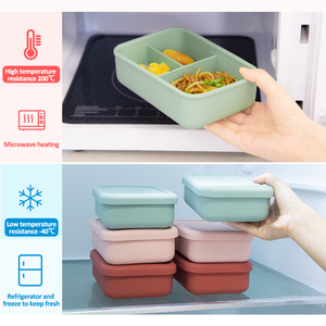 Contenedor de Almacenamiento de Alimentos con 3 Compartimentos, Lonchera Escolar para Niños, Lonchera Bento de Silicona Aislada Libre de BPA - Product Image 3
