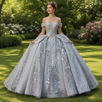 Robe de mariée Jancember XS307, magnifique robe de bal empire à épaules dénudées, ornée de perles