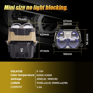 Sanvi Square Headlight <b>Projector</b> Hi/lo 60w/90w Car Automotive Headlight Flat Cutting <b>Lighting</b> With 17-core High-Brightness Chips - Product Image 6