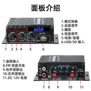 Amplificatore AK370 per HIFI <span class=keywords><strong>5.1</strong></span> Canali per Auto e Casa 12V con Altoparlante Vendita all'Ingrosso Transfrontaliera - Product Image 2