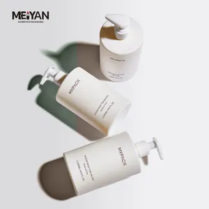 MYPACK luxury empty round cylinder 500ml hdpe plastic bottles for shampoo and conditioner cleaning hand wash 300ml 500ml