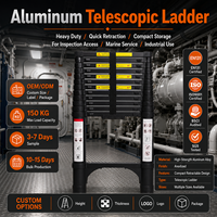 Échelle télescopique industrielle moderne en aluminium, capacité 150 kg, certifiée CE, design portable pour l'entretien des usines et entrepôts