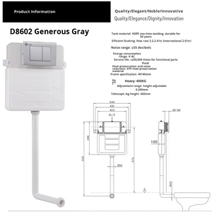 <span class=keywords><strong>Cisterna</strong></span> de Inodoro de Descarga Directa de Fábrica, Montada en la Pared, de Alta Eficiencia para Proyectos de Baños Comerciales - Product Image 2