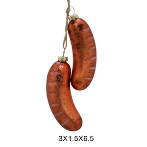 Ornements de saucisse de biscuit en verre soufflé à la main en gros d'usine Décoration de style populaire Ornement suspendu de Noël pour le festival - Product Image 6