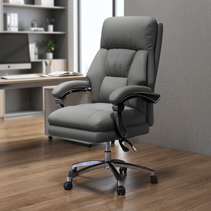 Wholesale Price GOBOOMAN <b>High</b> Quality <b>High</b> <b>Back</b> Leather Executive Swivel <b>Chair</b> Stainless Steel Base Height Home <b>Office</b> - Product Image 3