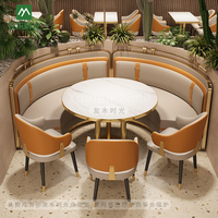 Meubles commerciaux modernes, sièges en métal, table en pierre frittée durable et écologique, tables et chaises pour hôtel, restaurant, café