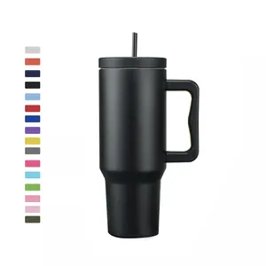 2023 Hot sell Simply Modern Custom Logo Tumbler Stainless Steel Double wall Vacuum Insulated 40oz Tumbler with Handle ans Straw