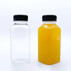 250 300毫升方形塑料瓶设计师厂家果汁瓶带帽