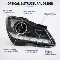 Ensemble de phares pour Mercedes-Benz Classe C W204 2011-2014, style automobile, modernisation, projecteur LED 12V 50W, mise à niveau DRL