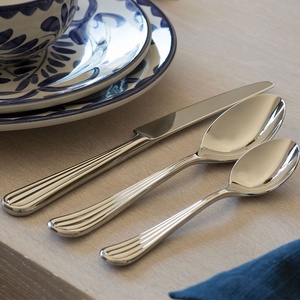 Juego de Cubiertos de Acero Inoxidable de 24 Piezas con Diseño de Rayas, Marca Gold Faqueiro Talheres Casa Home Bestikk Silverware <span class=keywords><strong>Ibiza</strong></span> - Product Image 4
