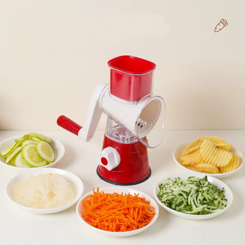 Grattugia per verdure 3 In 1 all'ingrosso, grattugia a tamburo rotante Swift trituratore per noci taglierina per verdure pelapatate Spiralizer grattugie per formaggio Chopper