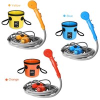 Douche de Camping électrique portable 12V, seau pliable, Kit pour voyage, lavage de voiture, Camping, randonnée, arrosage de plantes en fleurs