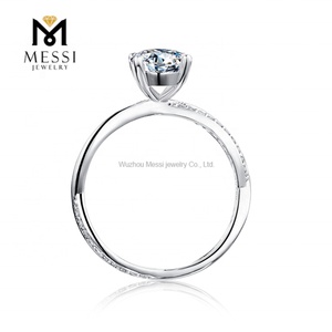 Anillo de Plata de Ley 925 con Diseño Elegante de Messi Jewelry, Anillo Hueco para Mujer con Diamante Moissanite de 1 Quilate - Product Image 2