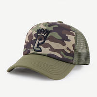 Gorra Trucker de Camuflaje Verde de Cinco Paneles con Espuma Estructurada y Logotipo Bordado Personalizado, Venta al Por Mayor del Fabricante