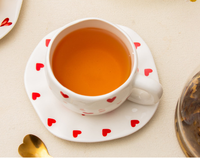 Nouvelle conception, tasse à thé en céramique créative de 280 ml, ensemble de tasses et soucoupes pour la maison, les couples, les fêtes, couleurs personnalisées, mignonnes, en forme de cœur
