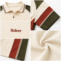 Kaos Polo Pria Lengan Pendek IKDEER Custom Polyester Mesh Bernapas Menyerap Keringat dengan Desain Cetak dan Sambungan Kain Polos