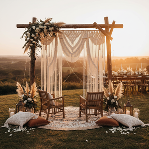 Suspension murale en macramé tissée à la main en coton, style Art Déco Media <span class=keywords><strong>Luna</strong></span>, pour arche de mariage, fleurs, design saisonnier, occasions romantiques - Product Image 1