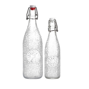 550ml naranja mandarina limón patrón en relieve texturizado Flip EZ Top Latch Super Flint botella de bebida de vidrio Jiangsu al por mayor - Product Image 2
