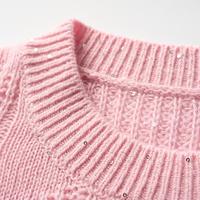 Pull en cachemire pur à 100 % avec détails en paillettes - Pull rose blush en tricot torsadé - Haut tricoté de luxe fini à la main