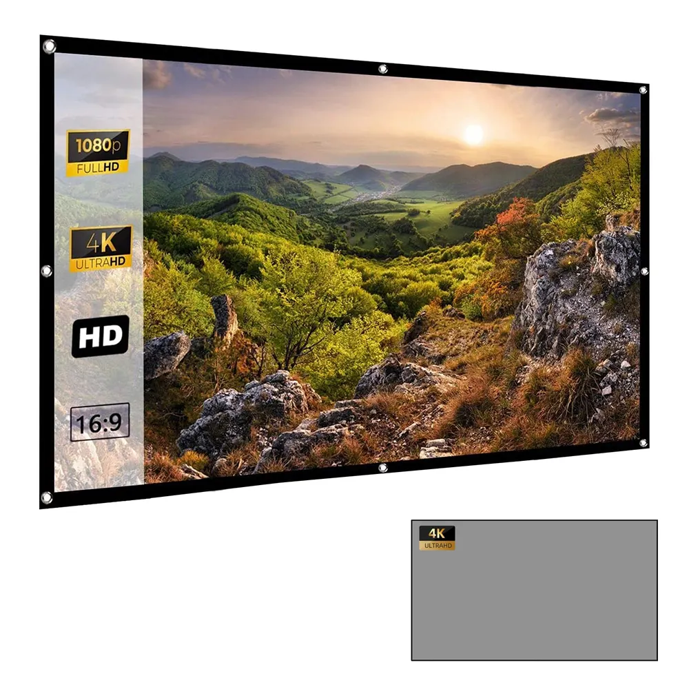 Groothandel 100 Inch Anti-Licht Gordijn Projectiescherm 16:9 Hd Opvouwbare Projectiescherm