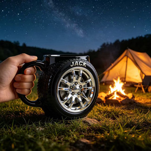 Taza personalizada con diseño de pinza de freno roja para café, té o como regalo. - Product Image 3