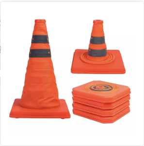 Cône de signalisation pliable avec bande réfléchissante – Tissu Oxford et base en caoutchouc, hauteur 700 mm pour la sécurité routière et le contrôle du trafic - Product Image 2