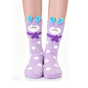 <span class=keywords><strong>Chaussettes</strong></span> de nuit chaudes et respirantes en polaire corail pour <span class=keywords><strong>femme</strong></span>, motif animaux 3D mignons (<span class=keywords><strong>renard</strong></span>, ours), épaisses, au-dessus du genou, collection automne-hiver - Product Image 3