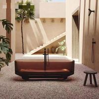 Baignoires autoportantes rectangulaires en pierre artificielle portables pour hôtel
