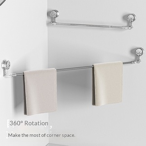 Porte-serviettes mural rétractable et réglable en plastique, minimaliste, non pliable, rotatif à 360°, multifonctionnel pour salle de bain - Product Image 2