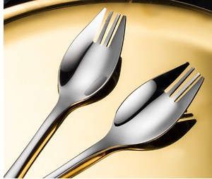 Fourchette-cuillère de luxe en acier inoxydable DFS1111, couverts multifonctions 2-en-1 pour spaghetti et pâtes - Product Image 5