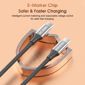 Câble de charge rapide USB-C vers USB-C ESEEKGO ES-C200 100W/6A 2M/6.6FT en nylon anti-casse pour montre connectée, ordinateur, écouteurs - Product Image 5