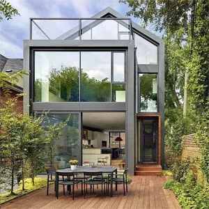 Moderno prefabricado 4 estaciones independiente Veranda aluminio aislado Vidrio Curvo invernadero Sunroom casa de cristal <span class=keywords><strong>Solarium</strong></span> - Product Image 4