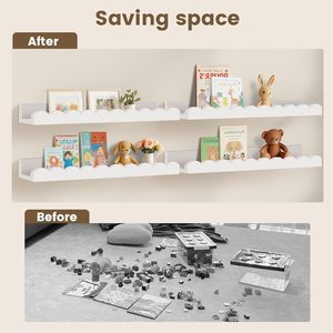 4-Pack Wood Floating Nursery Book <b>Shelves</b> for Kids Wall Mount White - Product Image 4