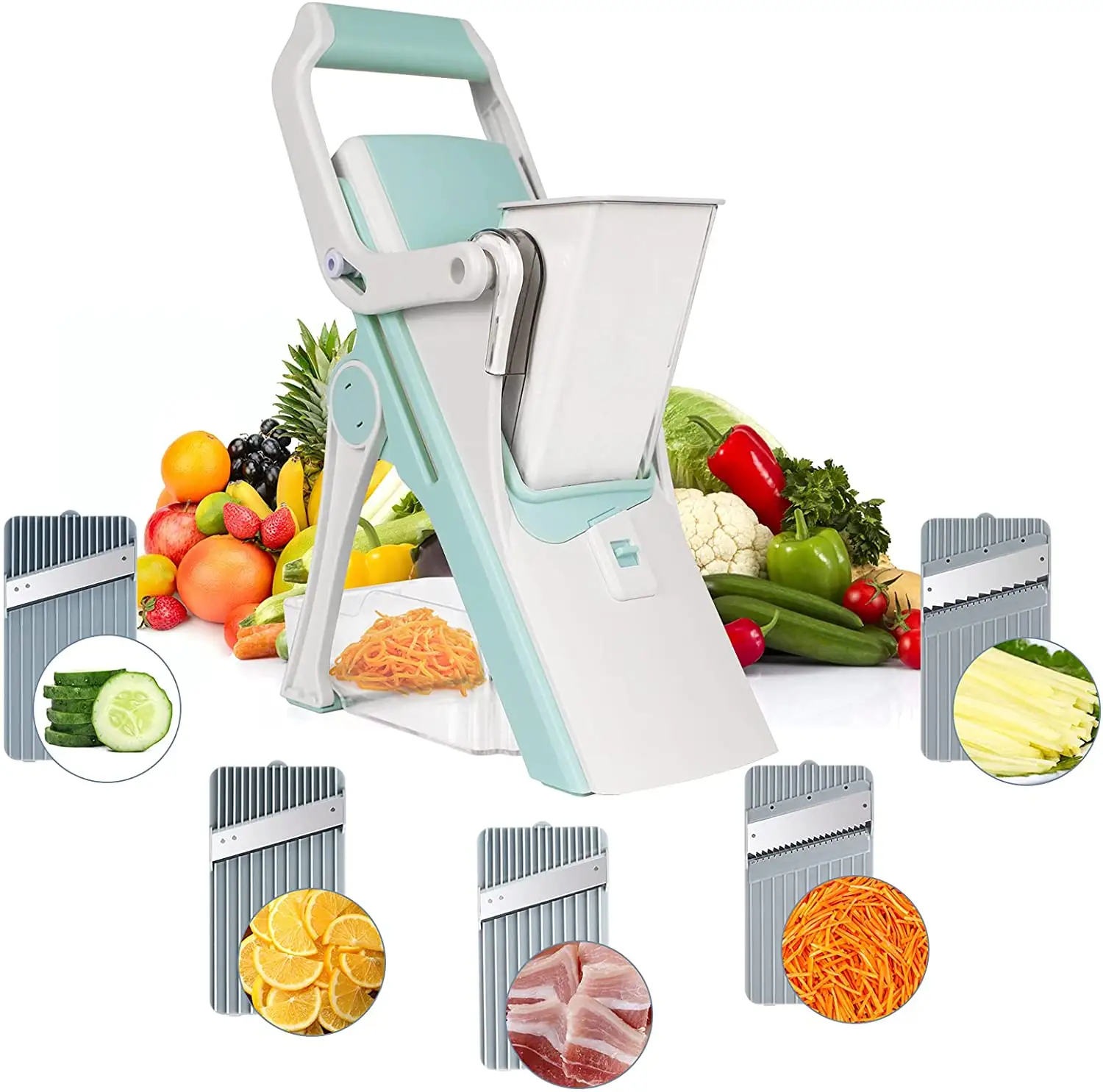 5 In 1 Vegetable Cutter Potato Slicer Food Chopper Fruit Cucumber Carrot Meat Graters Shredder Safe Mandoline Kitchen Gadgets